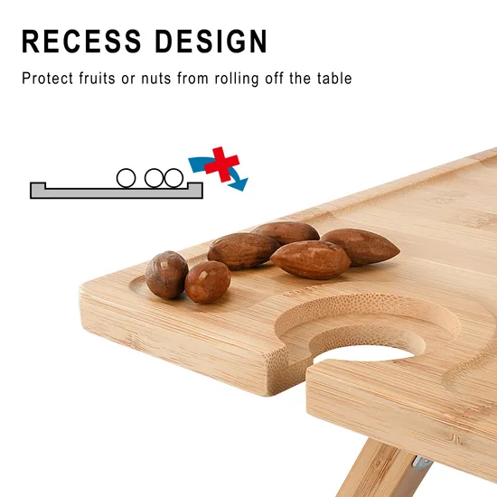 Mesa de picnic de vino portátil para exteriores, bandeja de aperitivos de playa de bambú, para acampar