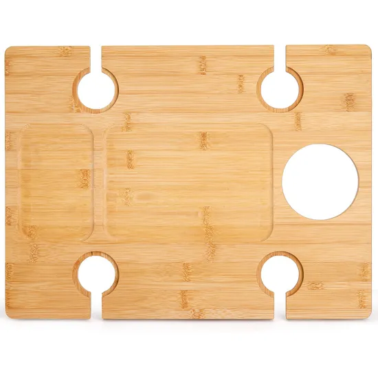 Mesa de picnic de bambú rectangular plegable para vino para exteriores