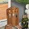 Juego de tabla de quesos de madera de acacia hecha a mano con tenedor, cuchillos y correas de cuero