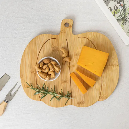Tabla de cortar de bambú con forma de calabaza para queso/aperitivo