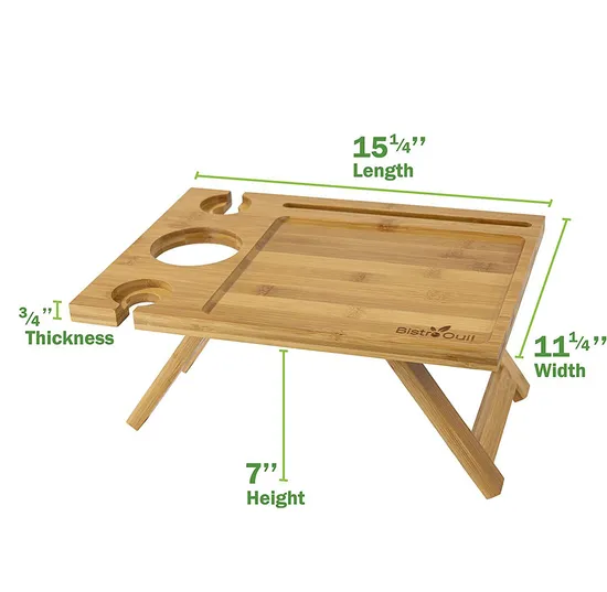 Mesa de vino portátil al aire libre de madera de bambú para playa, estante para vino, para Picnic