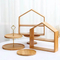 Fabricación de la casa forma 2 niveles de madera soporte para pastel de taza estante de pastel de bambú para postre