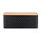 Caja de pan rectangular de Metal, contenedor de almacenamiento de pan con tapa de madera y rejilla