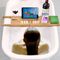 Estante de baño de bambú antideslizante multifuncional retráctil, estante para bañera con soporte para vino tinto