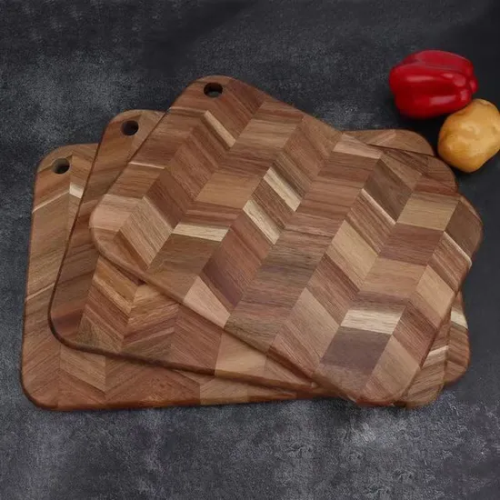 Tabla para cortar y servir de madera de acacia con diseño de espiga