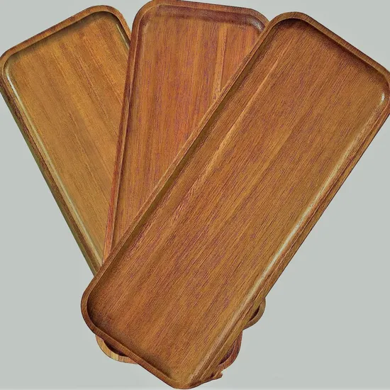 Fuentes de fiesta de madera de acacia rectangulares y ovaladas de gran capacidad