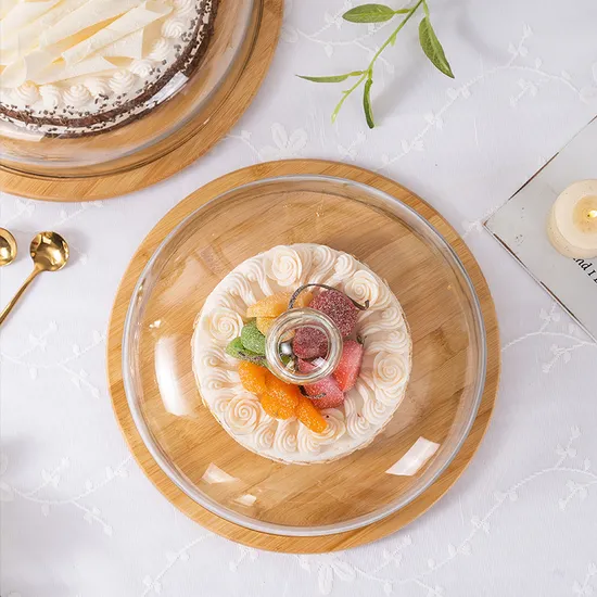 Soporte para pasteles redondo de bambú para uso doméstico vintage con tapa Bulkbuy