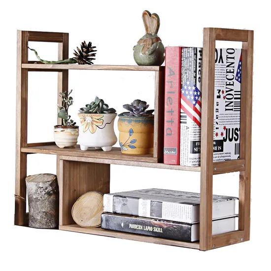 Estantería de escritorio de madera para estudio, organizador de escritorio, soporte para maceta