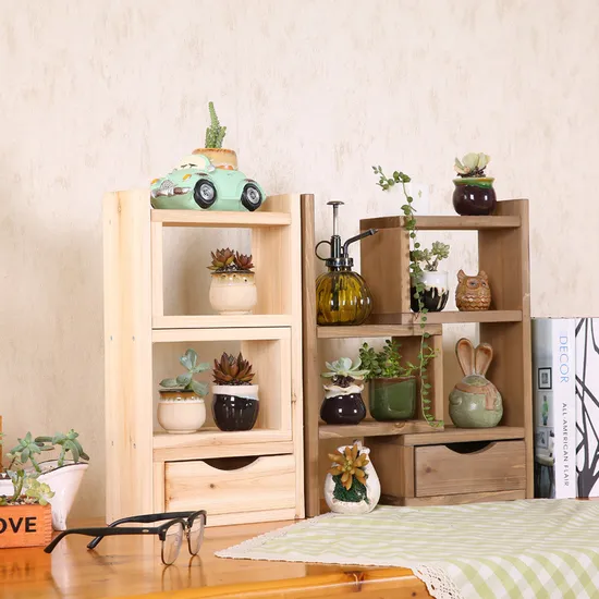 Estante de mesa extensible de madera maciza multicapa, estante vintage, ventana salediza, soporte de flores para oficina