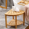 Taburete de ducha esquinero de bambú de Color negro de lujo, taburete de almacenamiento para baño