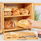 Caja de pan de bambú multifuncional de 2 capas con tabla de cortar para encimera de cocina y panadería