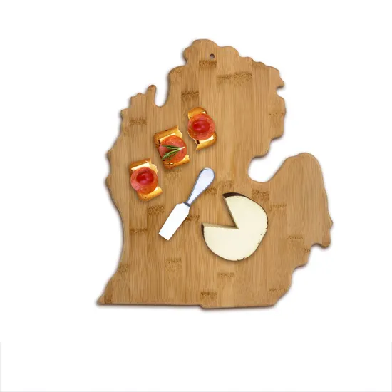Tabla de servir de bambú personalizada con diseño en forma de pizarra para frutas