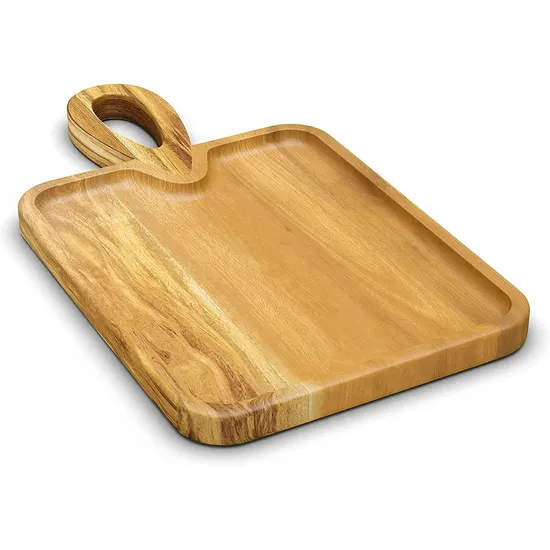 Tabla de cortar rectangular para charcutería de madera de acacia con mango
