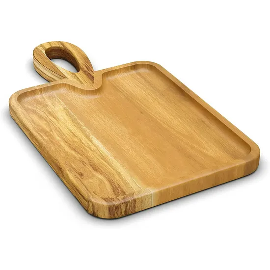 Tabla de cortar rectangular para charcutería de madera de acacia con mango