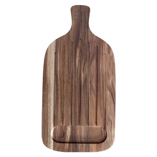 Tabla larga para cortar pan de madera de Acacia, tabla para embutidos con mango