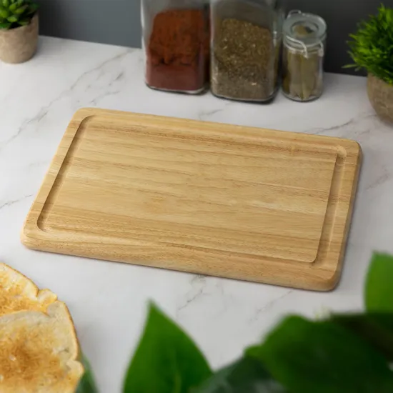 Tabla de cortar frutas y verduras de madera de haya redonda de lujo