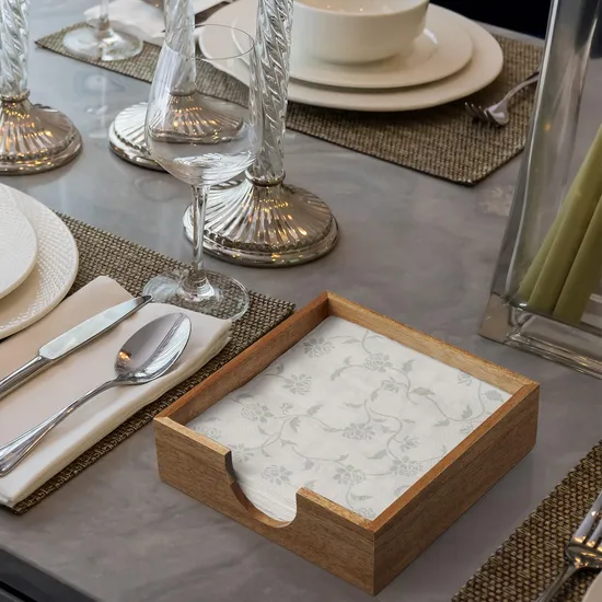 Dispensador de pañuelos de mesa de madera de acacia de 7,2 pulgadas para el hogar/restaurante/hotel