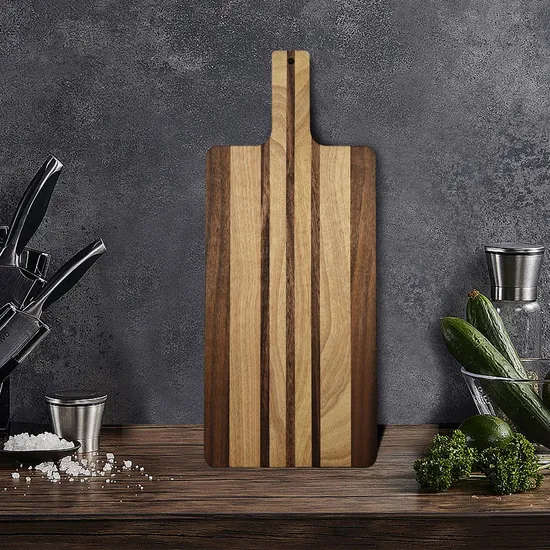Tabla de servir de primera calidad con forma de paleta de madera de acacia