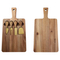 Tabla de quesos de madera de acacia con forma de paleta sostenible y juego de 4 cuchillos para queso