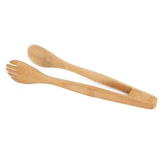 Pinzas de ensalada de cuchara de tenedor de bambú para cocina
