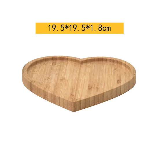 Bulkbuy Juego de platos de pan de bambú con forma de corazón de diferentes tamaños
