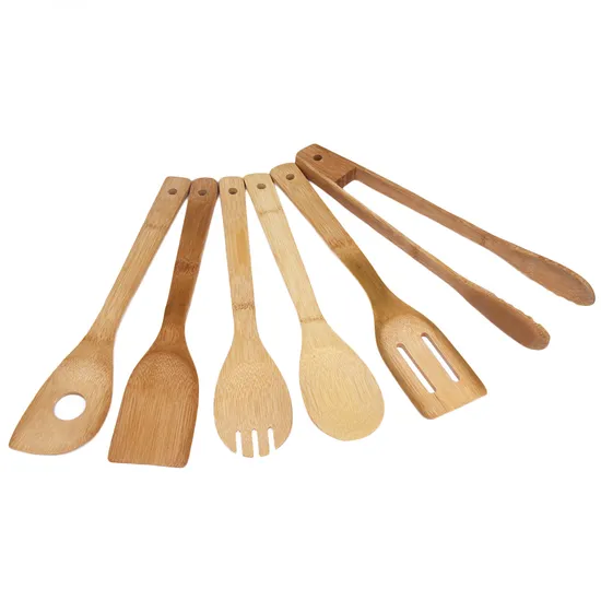 Juego de utensilios de cocina de bambú antiadherentes y portátiles para barbacoa