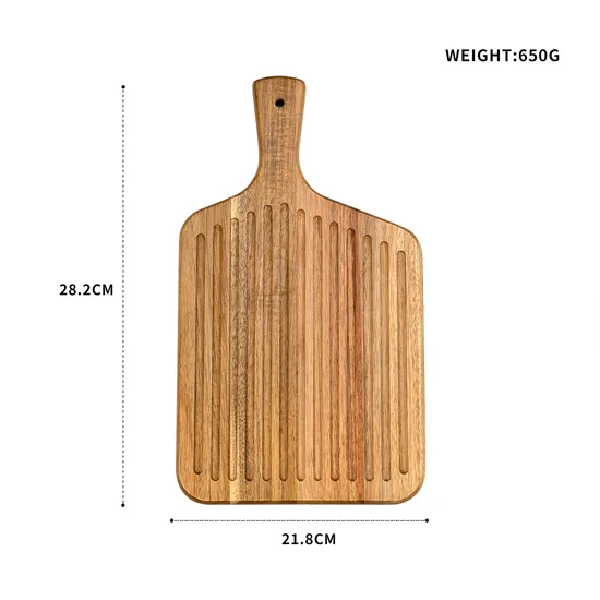 Tabla de cortar pan de madera con forma de padde y mango