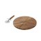Tabla para cortar pizza de madera redonda con cuchillos