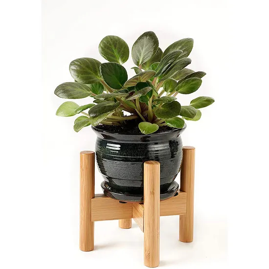 Soporte ajustable para plantas de interior de bambú de 8 a 12 pulgadas para sala de estar y balcón