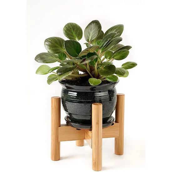 Soporte ajustable para plantas de interior de bambú de 8 a 12 pulgadas para sala de estar y balcón