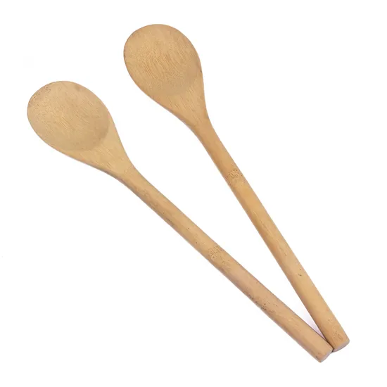Cuchara de cocina de madera de bambú con mango redondo