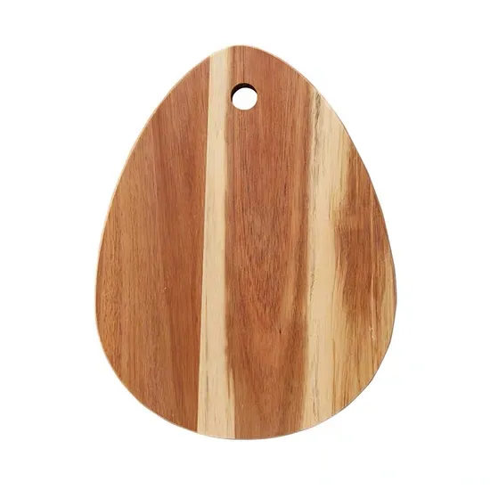 Tablero de servicio de comida de frutas de madera de acacia en forma de corazón
