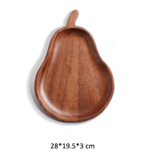 Bandeja/placa de madera de ébano con forma de pera para decoración del hogar