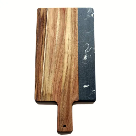Tablero de servicio de madera de mármol negro de moda para hogares contemporáneos