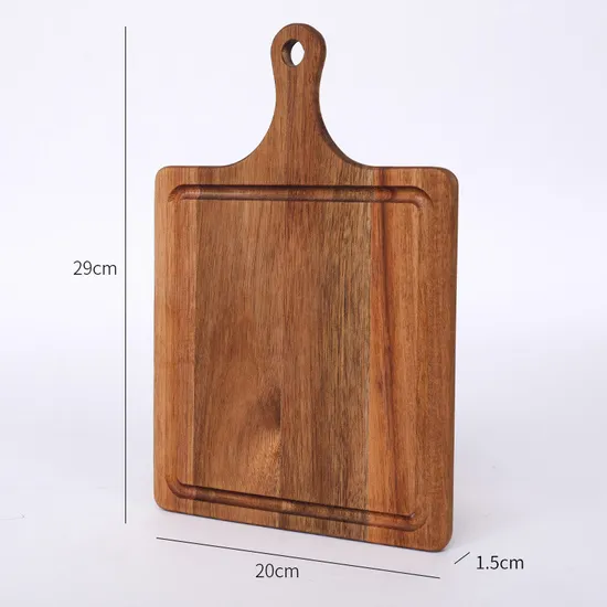 Tabla de cortar de madera ecológica con ranura y mango para jugo