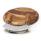 Tabla de cortar redonda de madera con picadora de hierbas Mezzaluna de acero inoxidable de doble hoja