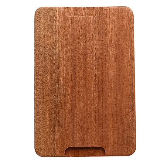Tabla de cortar rectangular de madera de ébano con ranura para jugo