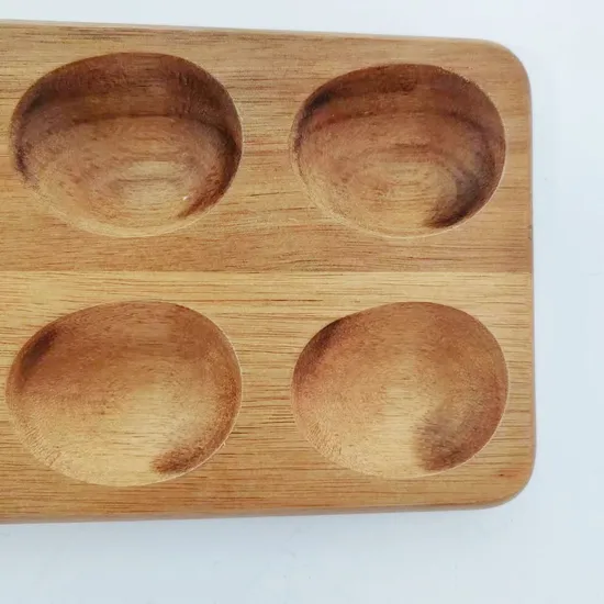 Bandeja para huevos de madera de acacia premium ecológica hecha a mano para 12 huevos frescos
