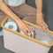 Elegante Almacenamiento de Papel Higiénico de Color Beige para 12 Rollos con Tapa de Bambú
