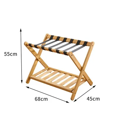 Portaequipajes plegable de bambú y madera de pie para habitación de hotel, portaequipajes para almacenamiento de equipaje.