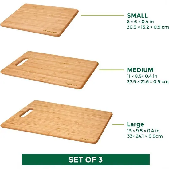 Tabla de cortar vegetal de bambú durable de 3 pedazos tabla de cortar de la fruta fijada para la cocina