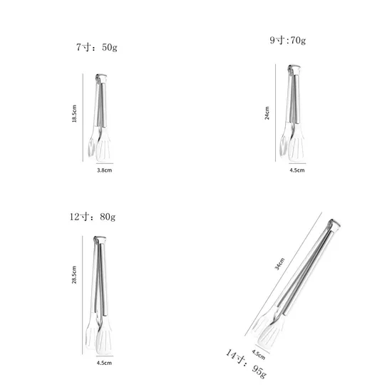 Pinzas multifuncionales para barbacoa de acero inoxidable, pinzas para comida frita, pinzas de cocina