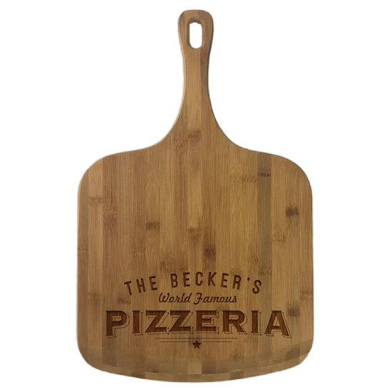 Tabla para servir de bambú grabada con láser grande, tabla para pizza, 23,5' X 14,5'