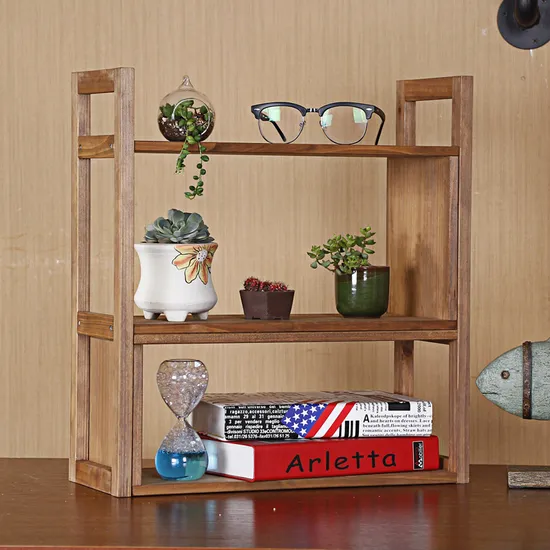 Estantería de escritorio de madera para estudio, organizador de escritorio, soporte para maceta