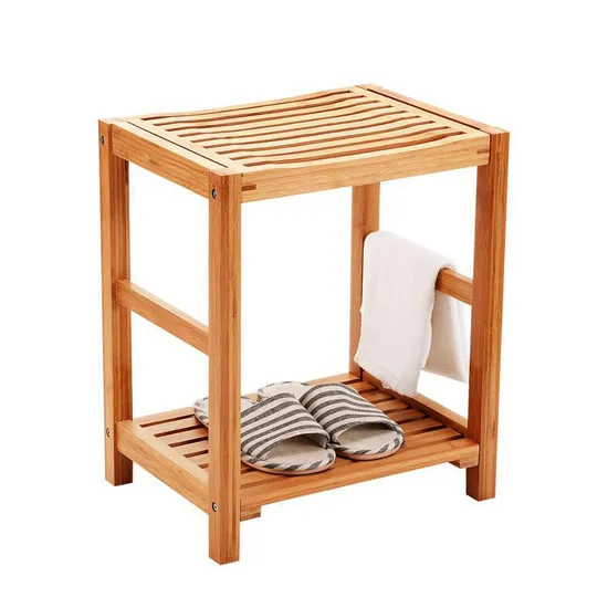Taburete de bambú impermeable para almacenamiento de baño, taburete de baño, taburete para cambiar zapatos