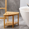 Taburete esquinero de madera en forma de abanico, taburete esquinero de bambú para baño, taburete de baño