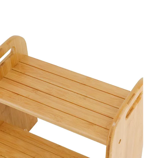 Reposapiés infantil de bambú para salón con tablero antideslizante de 2 capas. Taburete de Bambú.