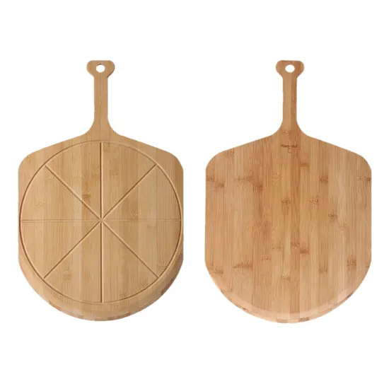 Tabla de servir para cortar pizza de bambú de 15,7x11,2 pulgadas