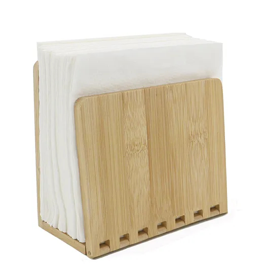 Servilletero de bambú ajustable para comedor, picnic, mesa de cocina interior y exterior