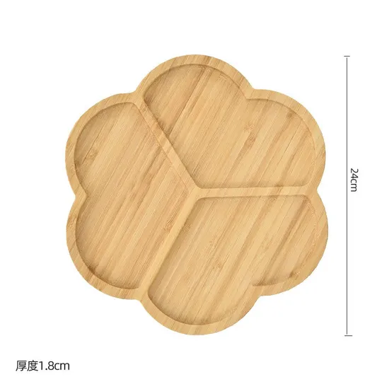 Platos de bambú multiusos divididos de 8 pulgadas y 4 platos para servir/mesa de centro/charcutería